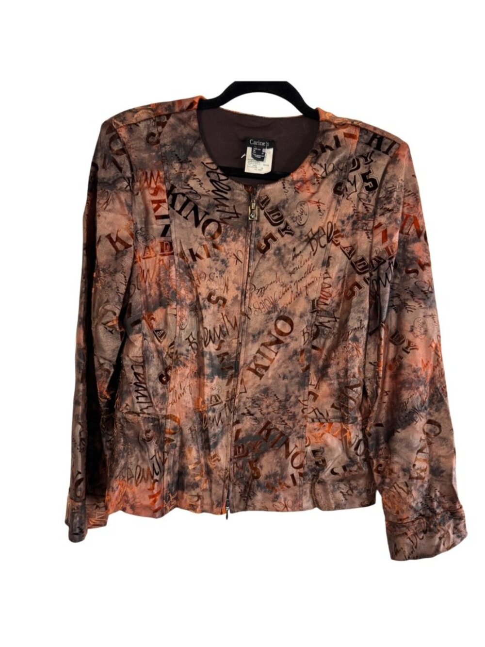 Carines Multicolor Abstract Printed Jacket Size 12 With Front Zipper Closure